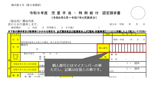 児童手当認定請求書