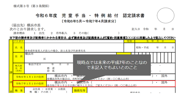 児童手当認定請求書